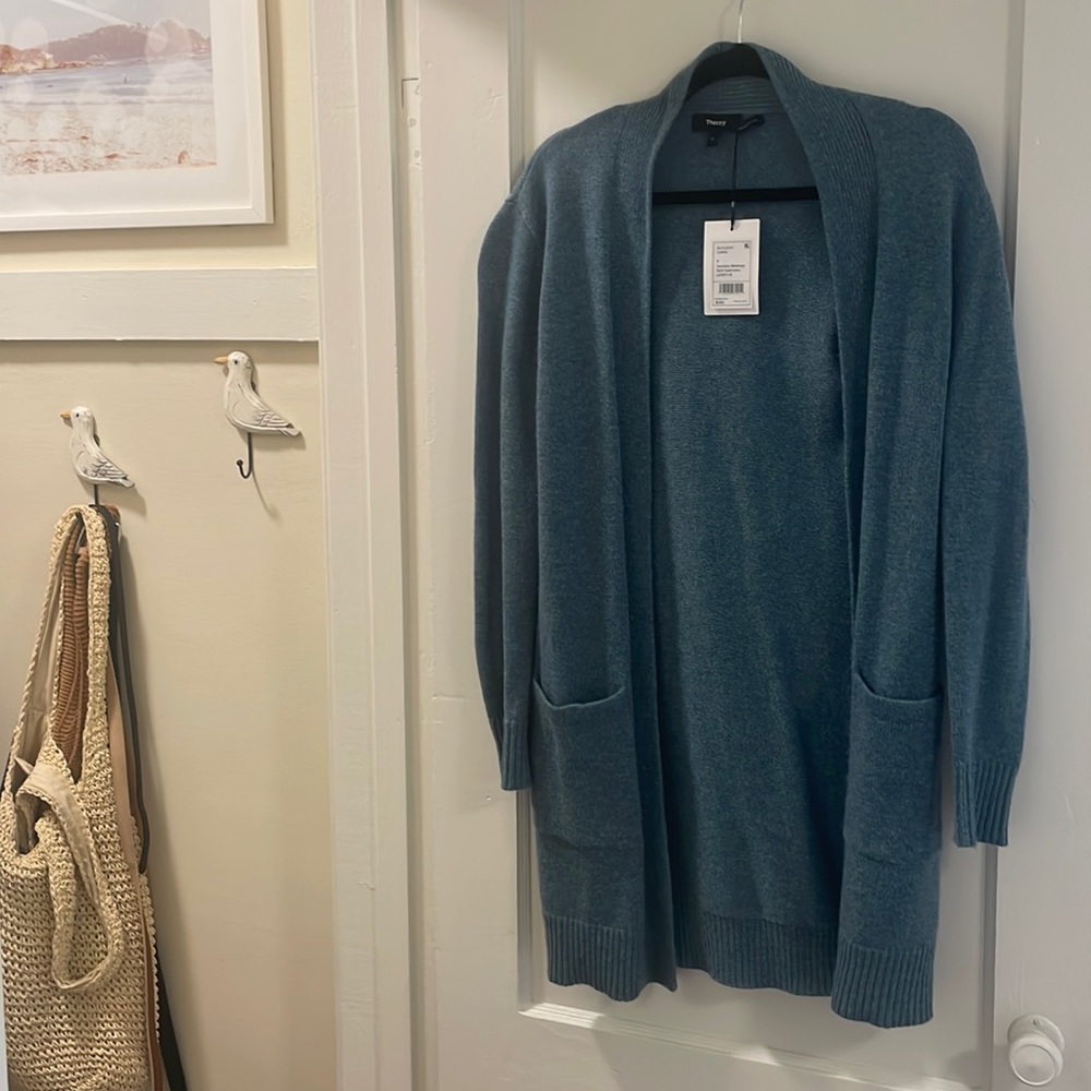Theory blue sweater cardigan